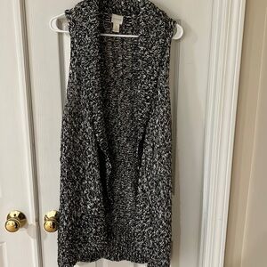 Chicos cozy black & white long sweater vest. size 2